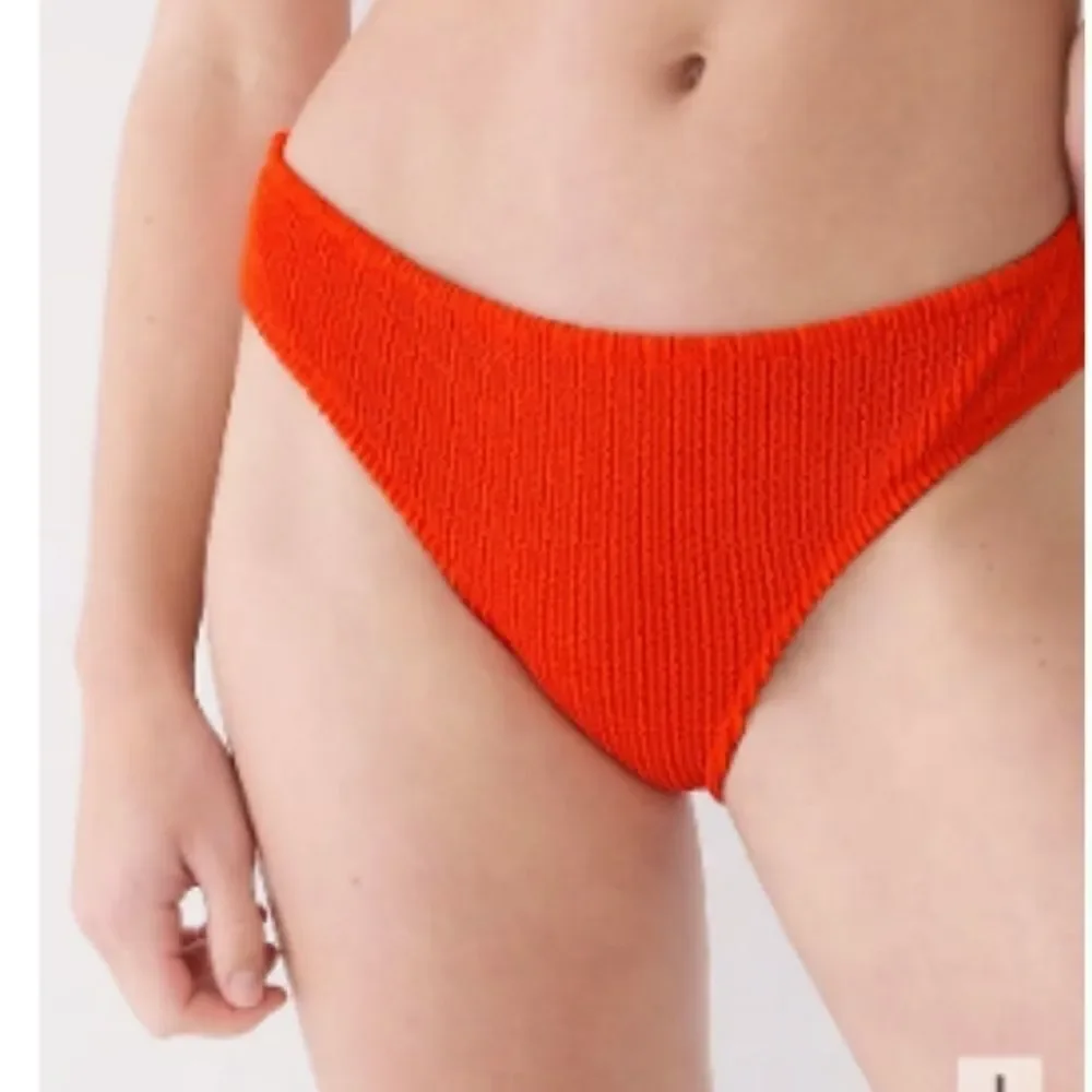 J Crew red scrunchie high rise bikini bottom size Xl new